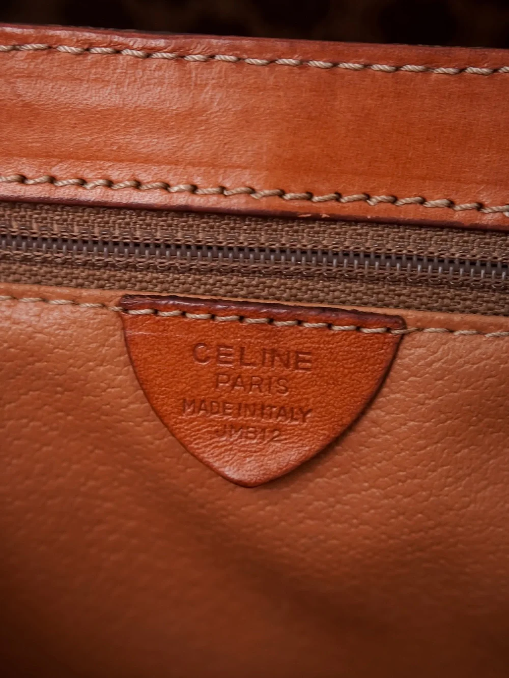 Vintage CELINE Macadam Monogram Crossbody Bag Brown Leather 90s